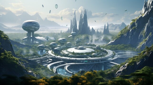 A futuristic space colony on another planet for a sci-fi twist