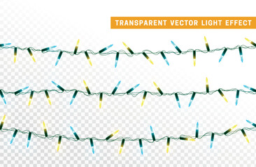 Christmas decorative light garlands. New Year's decor. Realistic Xmas holiday decoration. vector illustration