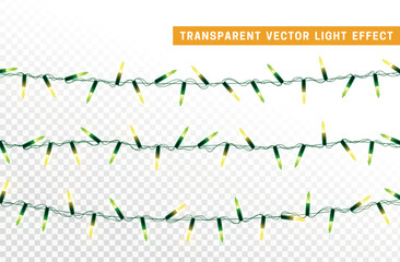 Christmas decorative light garlands. New Year's decor. Realistic Xmas holiday decoration. vector illustration