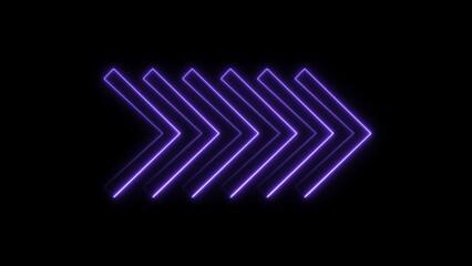 abstract Neon light sign Arrows of blue color light signal spreading with a black background.  can be used, road, song, news paper etc 4k illustration.