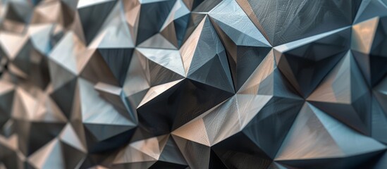 Metallic triangular wall pattern close up - obrazy, fototapety, plakaty