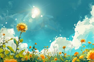 A digital art piece that captures the essence of a sunny, cheerful day