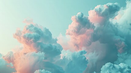 A dreamy, ethereal image of vaporized clouds in a tranquil sky - obrazy, fototapety, plakaty