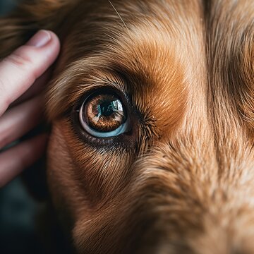 Close up of a dog's eye. Selective focus on the eye.
