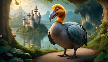 A-Dodo-Bird-In-A-Fairy-Tale-Setting- - obrazy, fototapety, plakaty