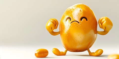 A playful anthropomorphized adrenal gland character with an energetic expressive pose is depicted on a plain