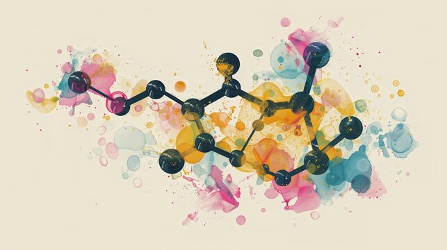A depiction of the chemical structure of Tamsulosin in a colorful and abstract style