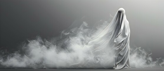 A Ghostly Presence Shrouded in Mist Chilling the Air with an Unseen Chill and Ethereal Allure - obrazy, fototapety, plakaty