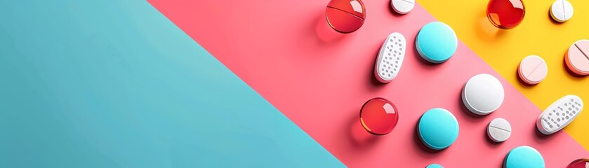 Design a sleek and modern layout with copy space for advertising the benefits of these medications