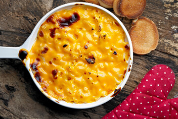 Mac and Cheese Magic: Tempting 4K Ultra HD Image of Baked Macaroni in Cheese Sauce