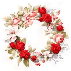 Red and pink floral wreath
