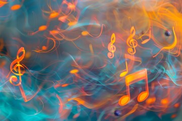 Abstract musical notes dancing in air - canon eos 5d mark iv dslr artistic high-quality photograph