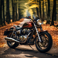 Obraz na płótnie Canvas motorcycle in the woods