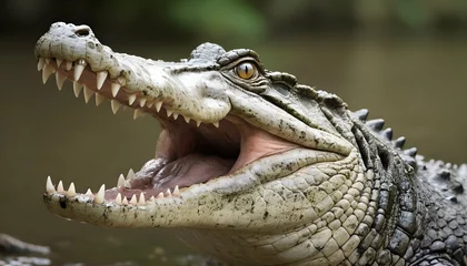 Zelfklevend Fotobehang A-Crocodile-With-Its-Teeth-Sharp-And-Menacing- 3 © Az