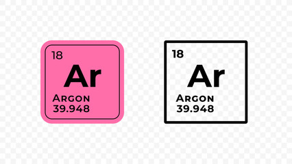 Argon, chemical element of the periodic table vector design
