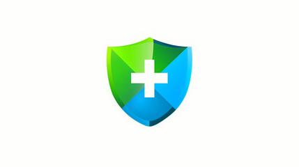 Obraz premium Green and Blue Medical Shield Logo