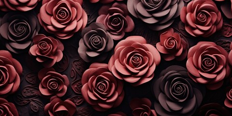 Rose abstract dark design majestic beautiful paper texture background 3d art