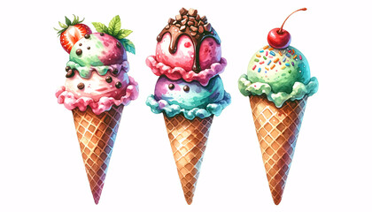 set of ice cream cone