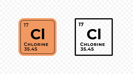 Chlorine, chemical element of the periodic table vector design