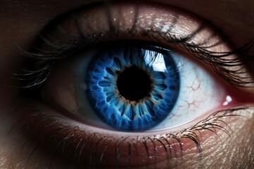 Beautiful blue woman eye close up.