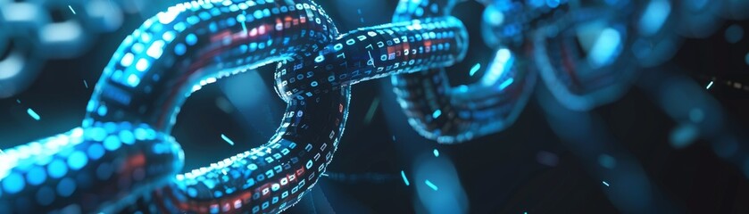 Delve into the world of blockchain with a detailed portrayal of interconnected blocks forming a secure and immutable chain, highlighting the essence of decentralized technology.