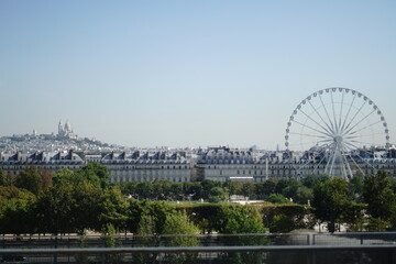 Fototapeta na wymiar Paris city view with carrousel wheel 