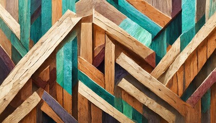 Timeworn Tapestry: Abstract Wood Texture Block Stack for Backdrop - obrazy, fototapety, plakaty