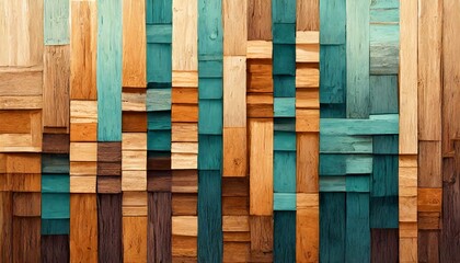 Vintage Vibes: Abstract Colorful Wood Texture Block Stack Background