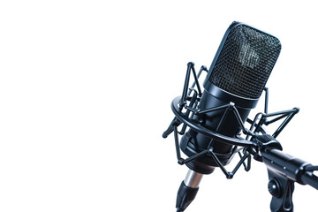 Studio Condenser Microphone with Shock Mount - isolated on White Transparent Background, PNG
 - obrazy, fototapety, plakaty