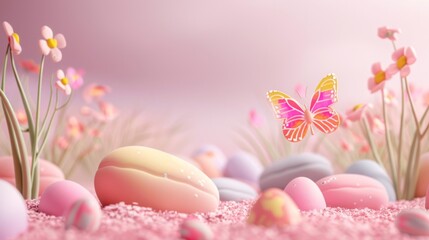 Obraz na płótnie Canvas 3D butterfly on multicolor background