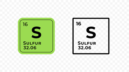 Sulfur, chemical element of the periodic table vector design