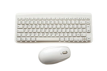 Modern White Keyboard and Mouse Set - Isolated on White Transparent Background, PNG
