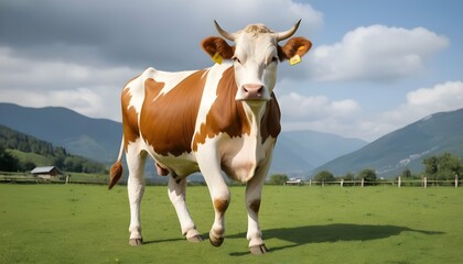 Fototapeta na wymiar A-Cow-With-A-Playful-Kick-Of-Its-Hind-Legs- 2