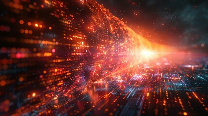 Digital binary data and streaming binary code background. Wallpaper of binary code concept pattern and big data structure.