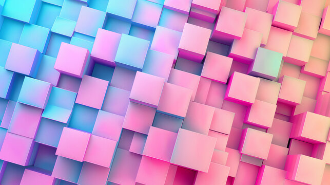 Fototapeta Pastel Geometric Cube Pattern - Modern Abstract Design