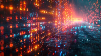 Fototapeta premium Digital binary data and streaming binary code background. Wallpaper of binary code concept pattern and big data structure.