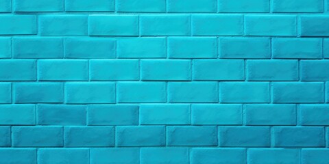 Turquoise majorelle shiny clean metro brick wall background pattern with copy space for design blank 