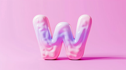 3D rendering letter W, 3d style decorated capital letter W
