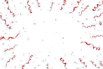 3D red ribbon and confetti that floats down to celebrate