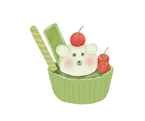 Matcha Bear Cupcake