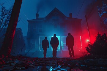 Fearless Paranormal Investigators Confront Escalating Poltergeist Activity in Isolated Hyper D Rendered Cinematic Setting