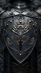 Fototapeta premium Gothic Armor of Loyalty Bravery and Unity Stands Tall as a Formidable Shield in this Cinematic Masterpiece