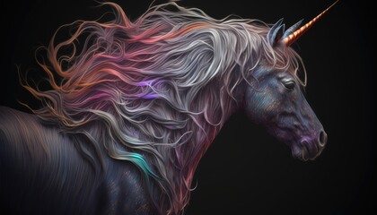 Obraz na płótnie Canvas Portrait of a white horse unicorn
