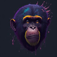 Ape head splash style of colorful paint