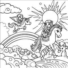 unicorns with our single-line drawing coloring book, perfect for sparking creativity in children. Each page offers a unique, easy-to-fill design, ideal for young artists. Dive into a worl
