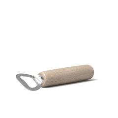 Wooden handle bottle opener on white
