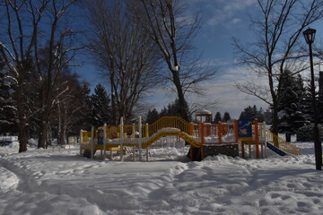 Sapporo Japan April 1 2024 The sunny winter day at the peaceful white snow mountain at the Sapporo Shiroishi park