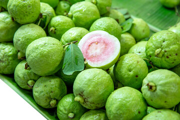 Top view of Guava fruit, focus selective