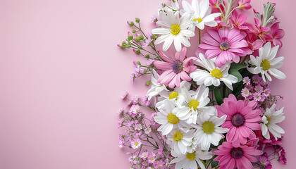 Naklejka na ściany i meble Pink Background with Flowers