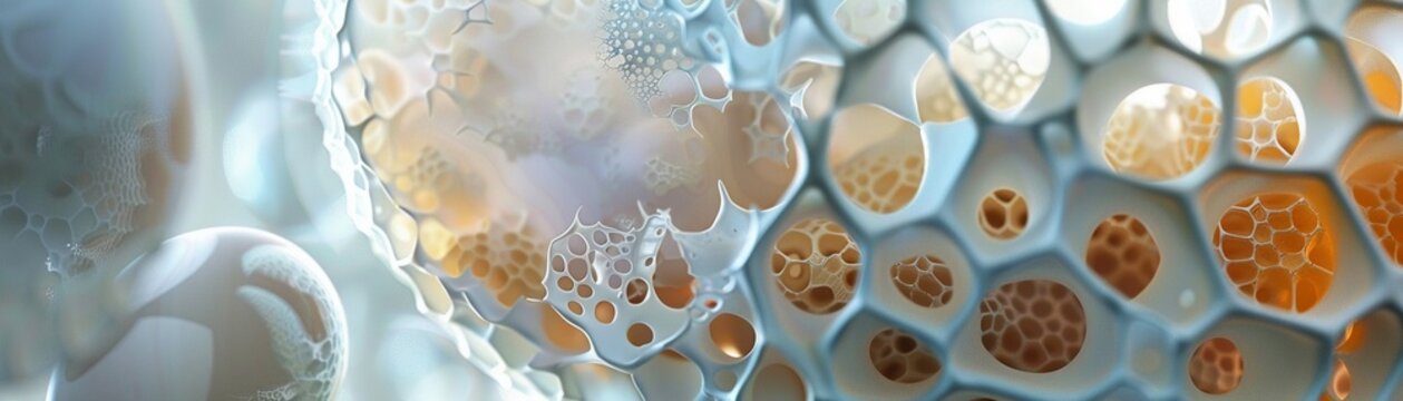 Complex and visually stunning depiction of an egg dissected to reveal its inner structure